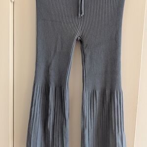 Kids Gray Ribbed Flare Pants